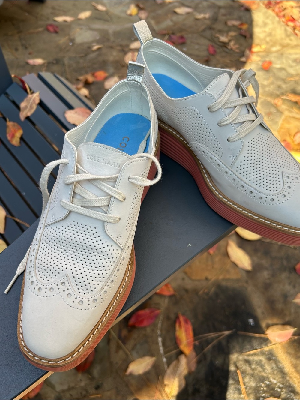 Cole Haan-Women Øriginal Grand Platform Wingtip Oxfords: S7  White  w/Clay Soles